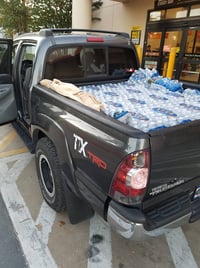 Pickup truck full of water for survivors of Hurricane Michael.