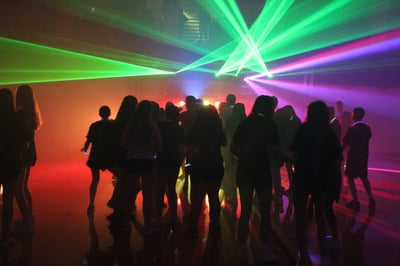 Dance for a Chance 2019 at Tampa Prep students dancing in gym with laser lights