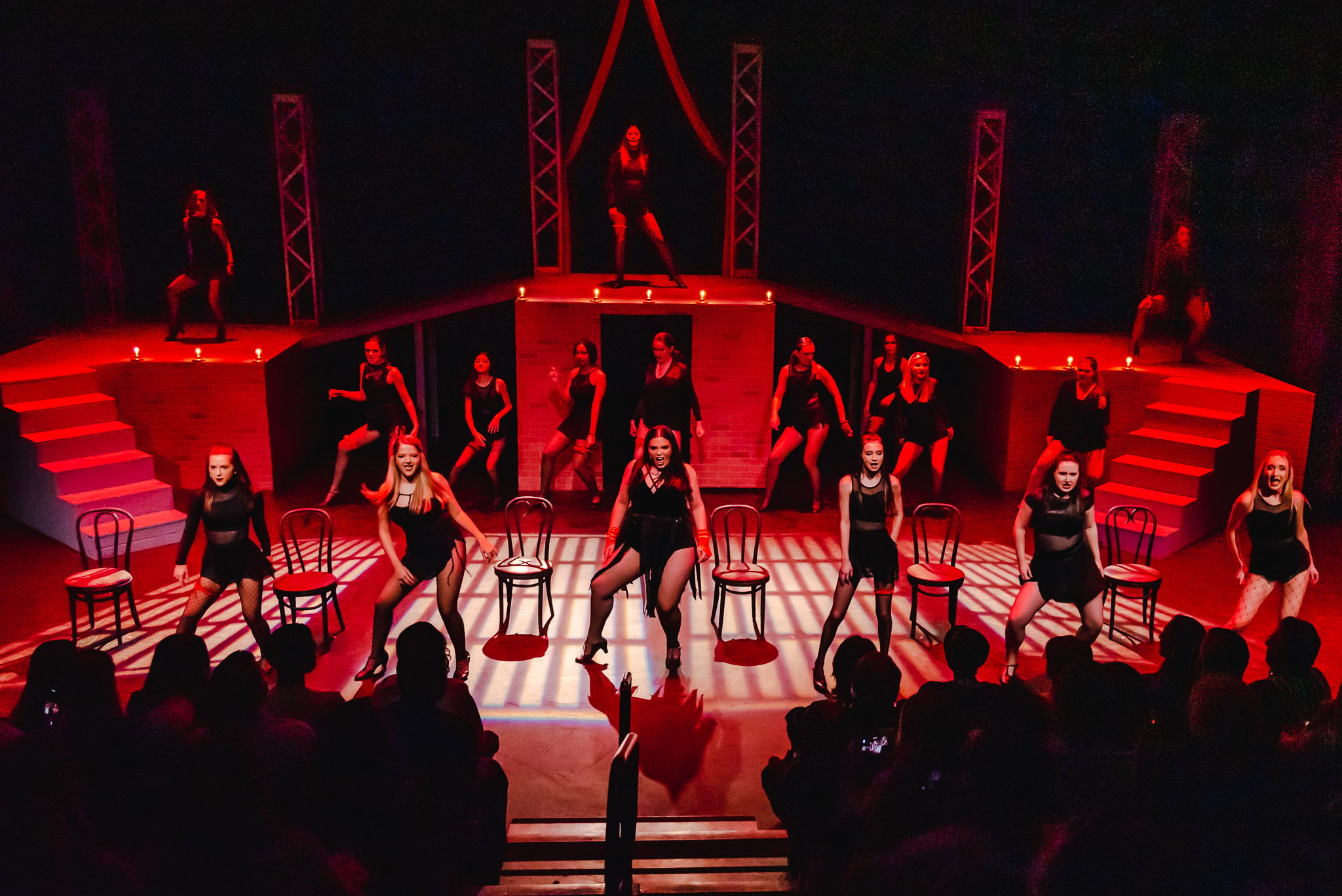 dancers on stage during a Tampa Prep production of Chicago