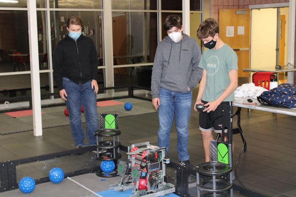 Tampa Prep robotics team practices before a tournament